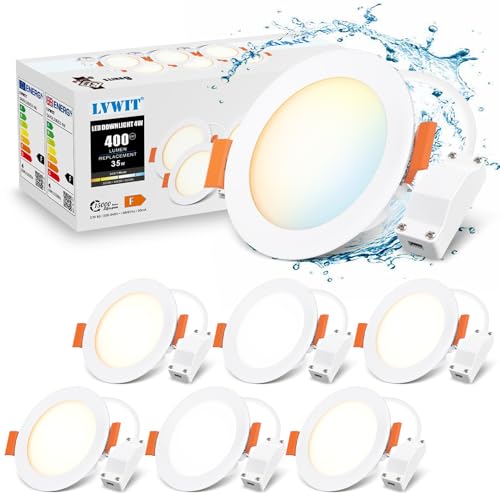 LVWIT 4W LED Einbaustrahler 230V LED Spots Flach Einbauleuchten 400LM Ersetzt 35W Halogen Einbauspots Warmweiß 3000K Neutralweiß 4000K Kaltweiß 6500K Deckenspots, 6er Set von LVWIT