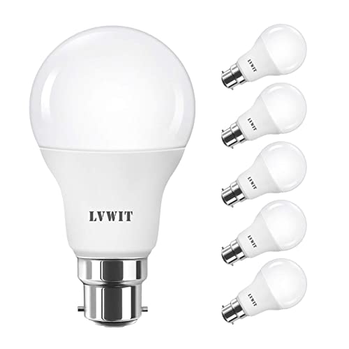 LVWIT 8W B22 LED Glühbirne A60, 4000K Neutralweiß, Ersatz für 60W Glühlampe, ultrahell 806 lm, matt (6er Pack) von LVWIT