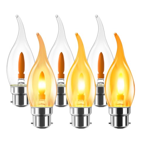 LVWIT B22 Flackernde Glühbirne Warmweiss Flammeneffekt Licht T35, Flammenlampe 1W LED Fadenlampe Stimmungslicht Flackerlampe für Zuhause Garten Bar Halloween Weihnachten, 1800K, 6er Pack LVWIT B22 Flackernde Glühbirne Warmweiss Flammeneffekt Licht T35, Flammenlampe 1W LED Fadenlampe Stimmungslicht Flackerlampe für Zuhause Garten Bar Halloween Weihnachten, 1800K, 6er Pack von LVWIT