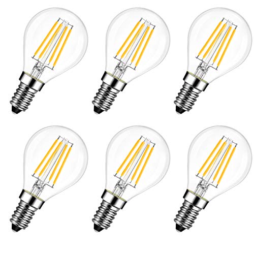 LVWIT E14 LED Lampe P45, Tropfenform, 5.5W (ersetzt 60W), 2700K warmweiß, 6er-Pack, Filament Mini Globe, ultrahell 806 lm, Rustikalampe Filamentstil klar, nicht dimmbar von LVWIT