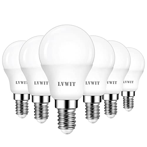 LVWIT E14 LED Tropfenform P45 ersetzt 60W Glühbirnen, Kaltweiß 6500K, 6.5W LED Leuchtmittel, 806lm, (6er Pack) von LVWIT