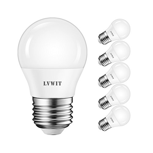 LVWIT E27 4.5W LED-Tropfenlampe matt, Kaltweiß 6500K, 470lm LED-Lampe Mini Globe Licht von LVWIT