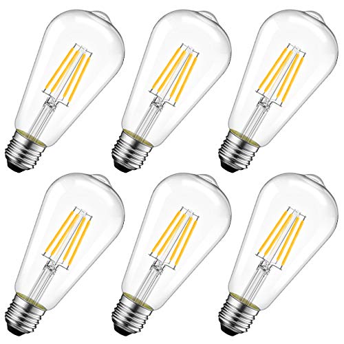 LVWIT Glühlampe LED Classic Edison Lampe E27, 4W ersetzt 40 Watt, 470lm, 2700K warmweiß, ST64 vintage (6er Pack) von LVWIT