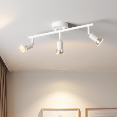 LVWIT LED Deckenstrahler Wohnzimmer Deckenleuchte 3 Flammig Weiß Deckenlampe Spot - GU10 Deckenspot Schwenkbar 350° - Drehbar Küchelampe Spot Strahler Decke Schlafzimmer (Ohne Leuchenmittel) von LVWIT