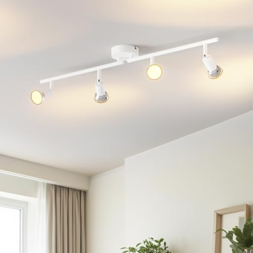 LVWIT LED Deckenstrahler Wohnzimmer Deckenleuchte 4 Flammig Weiß Deckenlampe Spot - GU10 Deckenspot Schwenkbar 350° - Drehbar Küchelampe Spot Strahler Decke Schlafzimmer (Ohne Leuchenmittel) von LVWIT