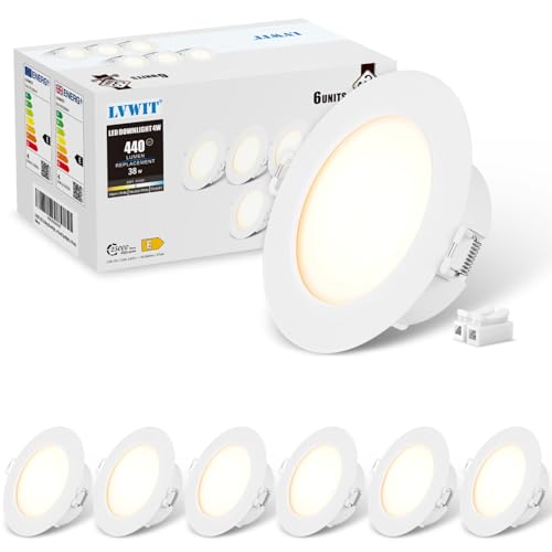 LVWIT LED Einbaustrahler 230V, 4W Flach Deckenstrahler Neutralweiss 4000K Deckenspots LED Flach, Weiß Spots Deckenleuchte 75mm Bohrloch, Bad Einbauleuchten für Badezimmer, Küche, Wohnzimmer, 6er Set von LVWIT