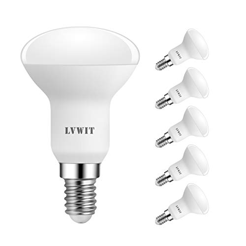 LVWIT LED Reflektorlampe E14 R50,470 lm, Kaltweiß 6500K, 4.9W ersetzt 40W Glühbirne, matt (6er Pack) von LVWIT