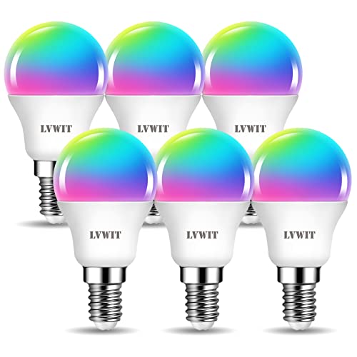 LVWIT Smart LED WLAN-Glühbirne G45 E14, 5W Mehrfarbrige Dimmbare Wifi Lampe 470LM, Kompatibel mit Alexa und Google Home, 2700K-6500K RGB, kein Hub erforderlich, 6 Stück von LVWIT