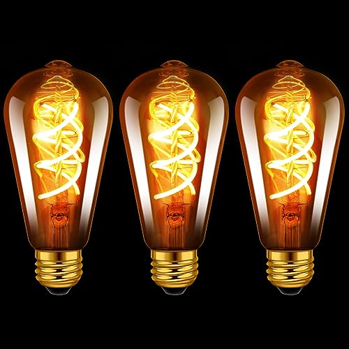 LVWIT Vintage Glühbirne E27 ST64 LED 4.9W Warmweiss 2200K Antike Wicklung Filament LED Glühlampe für Nostalgie und Retro Beleuchtung im Haus Café Bar - 3er Pack von LVWIT