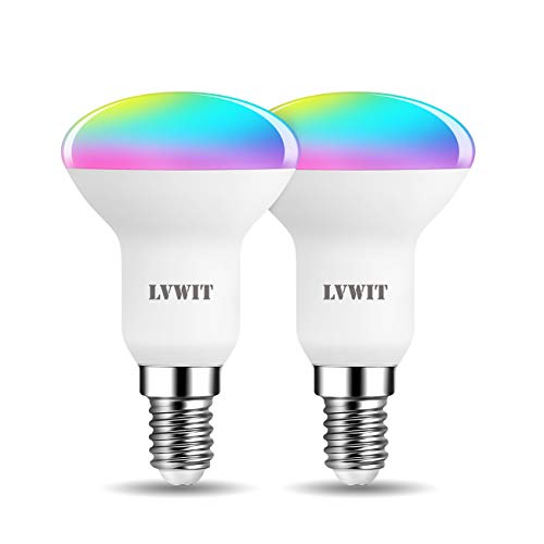 LVWIT WLAN Smart Led Lampe Reflektor, E14 4.9W Dimmbar Glühbirne Mehrfarbige RGB Licht, Wifi Birne Kompatibel mit Alexa Echo Google Home SmartThings, ohne Hub Benötig - 2 Pack von LVWIT