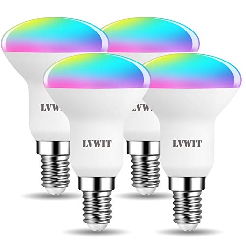 LVWIT WLAN Smart Led Lampe Reflektor, E14 4.9W Dimmbar Glühbirne Mehrfarbige RGB Licht, Wifi Birne Kompatibel mit Alexa Echo Google Home SmartThings, ohne Hub Benötig - 4 Pack von LVWIT