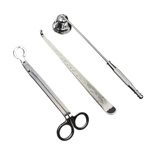 OVJENTSK 3PCS Dochtschneider Home Care Modernes Kerzenwerkzeug-Set Tablett(Sliver) von LVXBHZQD