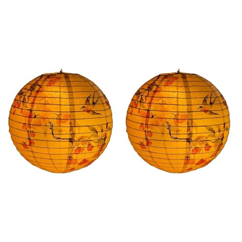 LVYUDS 2 Stück Handgetragene Lampions Bunt Beleuchtete Herbst Neujahr Papierlaternen 30 Cm Hängende Papierlampion Esszimmer Dekorationen(Bird A) von LVYUDS
