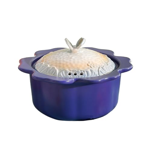LVYUDS Dutch Oven mit Deckel, 2.7 Quart Keramik Schmortopf Induktion Kompatibel, Blumenform Auflauftopf Geeignet für Küche Suppe Eintopf, Chefkoch Geschenk (Color : Purple, Size : 3L) von LVYUDS