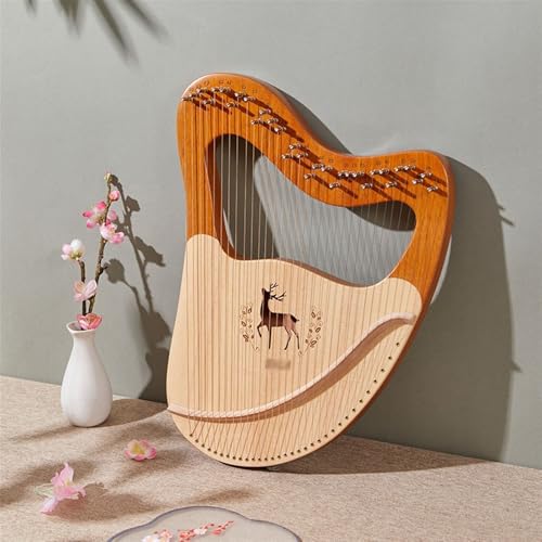 LVYUDS Hebelharfe Mahagoni Box Typ Resonanz Hohlraum 27/32 Saiten Harfe Instrument Tragbar Taschen Stimmschlüssel Saiten Schoßharfe Hochzeit Konzerte(32-String) von LVYUDS