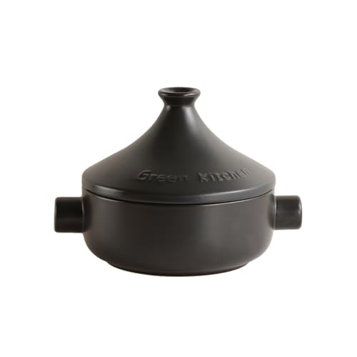 LVYUDS Keramik 2,2 Quart Tajine Topf, Marokko Kasserolle Kegelförmig Deckel Japanisch Dampfer Kompatibel mit Gas öfen Geeignet für Kochen Suppe Haferbrei Fleisch(Color:Black,Size:2.5L_TAJI POT) von LVYUDS