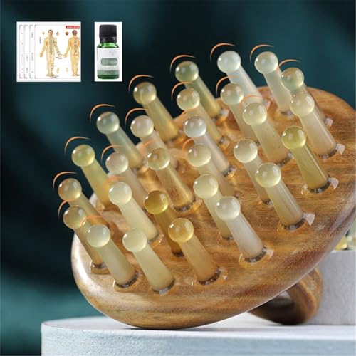 LVYUDS Kuhhorn Meridian Bürste Anti-Zellulitis Bauch Kopf Körper Blutkreislauf Sandelholz Massagebürste Anregung Punkte Täglich Schönheit Fitness(28 Nails A-Set) von LVYUDS