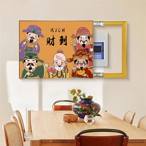 LVYUDS Schiebetür Stromzählerkasten Dekorative Malerei Restaurant Hängend Gemälde, Stromzähler Box Dekoration Stanzfrei Einfach zu Pflegen(Gold,45 * 35CM_A-Left Push-Pull) von LVYUDS