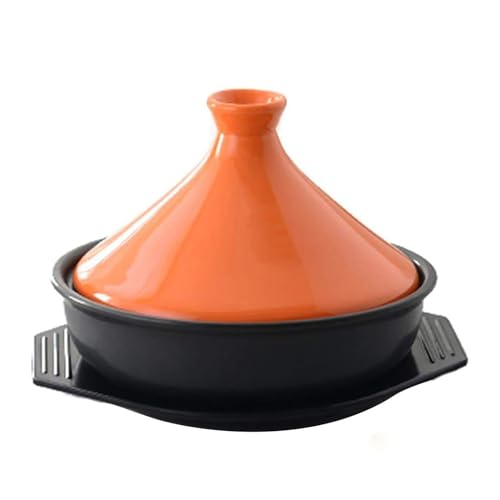 LVYUDS Tajine Topf Marokko für Kochen, Keramik Tajines Konisch Deckel mit Tablett Kompatibel mit Gas Herd Geschmort Huhn Suppe Geben Weg Rezepte(Color:Orange) von LVYUDS