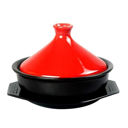 LVYUDS Tajine Topf Marokko für Kochen, Keramik Tajines Konisch Deckel mit Tablett Kompatibel mit Gas Herd Geschmort Huhn Suppe Geben Weg Rezepte(Color:Rot) von LVYUDS