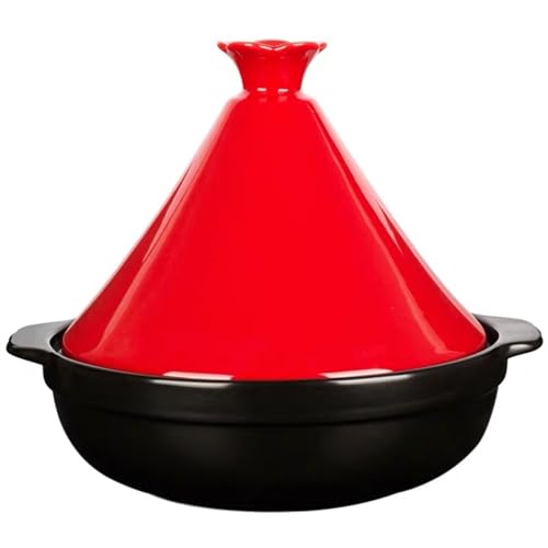 LVYUDS Tajine Topf Marokko für Kochen, Keramik mit Konisch Deckel 1,8 Quart Tajines Kompatibel mit Gas Herd Japanisch Geschmort Tontopfreis(Color:Rot) von LVYUDS