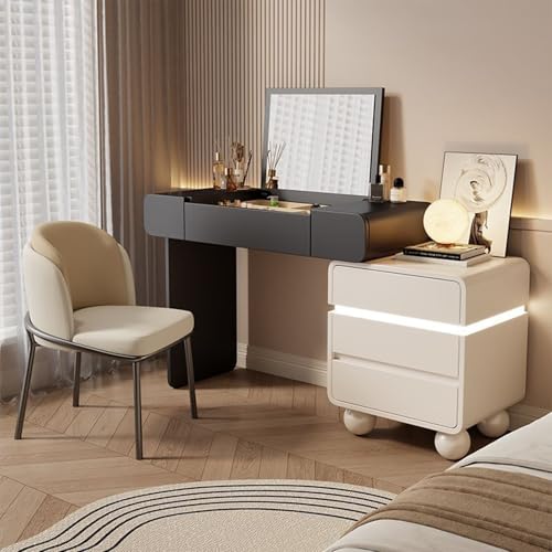 LVYWEX Frisiertisch mit Spiegel, Frisiertisch mit 5 Schubladen, für Damen，Frisiertisch Hocker Schlafzimmer von LVYWEX