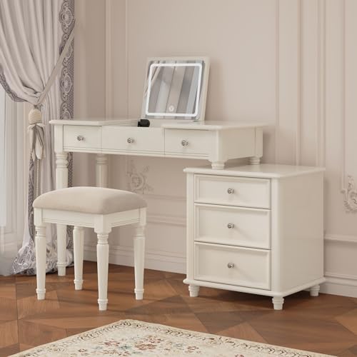 LVYWEX Frisiertisch mit Spiegel, Frisiertisch mit 6 Schubladen, für Damen,Frisiertisch Hocker Schlafzimmer LVYWEX Frisiertisch mit Spiegel, Frisiertisch mit 6 Schubladen, für Damen,Frisiertisch Hocker Schlafzimmer von LVYWEX