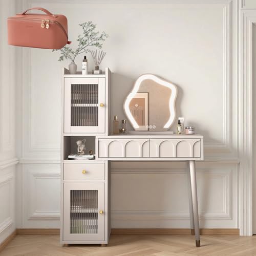 Schminktisch Mit Spiegel Und Lichtern Mit Schubladen Und Hocker Für Das Schlafzimmer(90cm) von LVYWEX