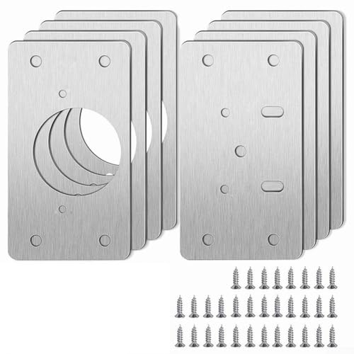 10 Paar Edelstahl-Schrankscharnier-Reparaturplatten für Küchenschranktür-Befestigung und Verstärkung mit Schrauben für langlebige Scharnierunterstützung (4 Paar) von LVYXON