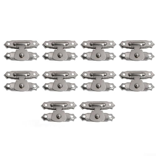 10 x Metall-Verschluss für Schmuckkästchen, Koffer und Holzkoffer, Antik-Bronze-Gold-Finish (Silber) von LVYXON