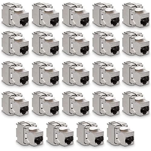12/24x Keystone Modul für CAT 6A Kabel - 10 Gbit/s geschirmt Metall Gehäuse Schnappverschluss - Jack Modul RJ45 STP Werkzeuglos Netzwerk Adapter - werkzeugfreier Anschluss an Modular Patchpanel von LVYXON