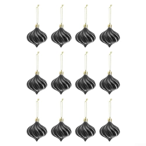 12-teiliges Weihnachtsbaumschmuck-Set mit Plüsch-Zwiebel-Ornamenten für festliche Heim- oder kommerzielle Displays (grau) von LVYXON