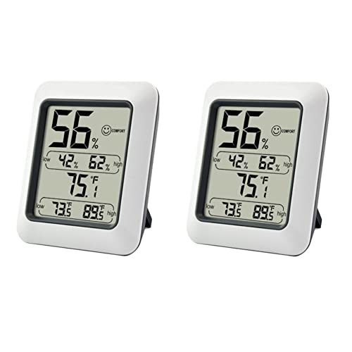 2 Stück Thermometer Hygrometer Innen Hygrometer, Digital Tragbares Raumthermometer Hydrometer Feuchtigkeitsmonitor für Innenraum, Babyraum, Wohnzimmer, Büro von LVYXON