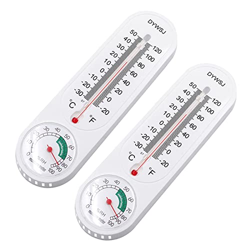 2 Stück Wandthermometer Innen Außen Thermometer, Genaues Raumthermometer Raumtemperatur Messgerät im Heimbüro, Garten oder Gewächshaus, -30 bis +50°C von LVYXON