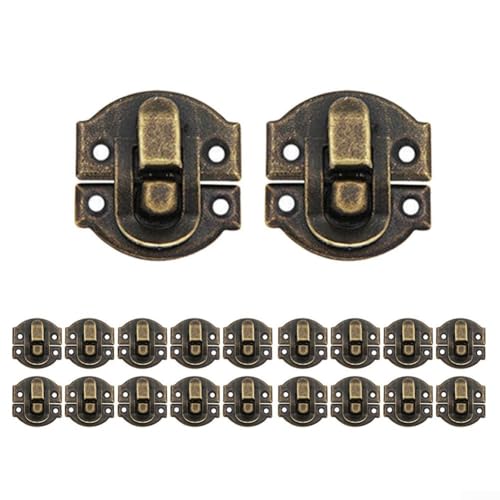 20 Stück Antik Hasp Lock Verschlüsse aus Eisen für Schmuckschatullen Holzkisten für Koffer Metallriegel Rostbeständig Vintage-Stil für verschiedene Anwendungen (Bronze) von LVYXON