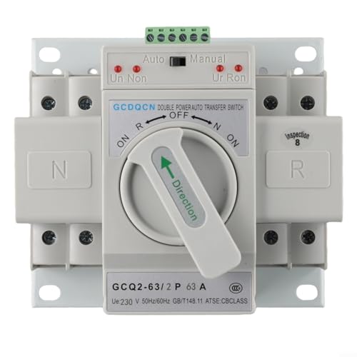 2025 Dual Power Automatic Transfer Switch - 63A Metall/Kunststoff Automatischer Wechselschalter für Generator & Hauptstrom - Nahtloser Übergang, Kupferklemme (weiß, kompaktes Design) von LVYXON