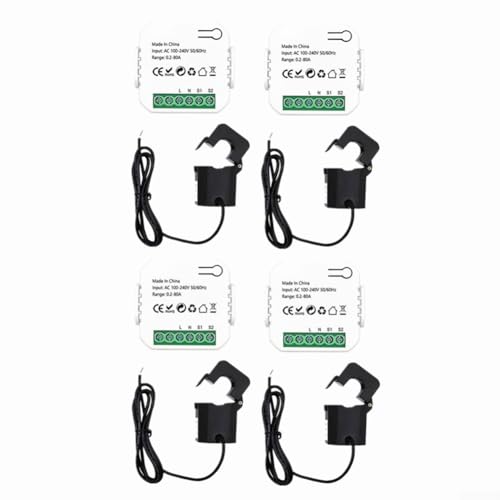 4pcs WiFi Smart Energy Meter, 80A Tuya Smart Electric Meter, Stromwandler App Monitor mit Clamp CT, Electricity Monitor Automation Energy Meter, Energieverbrauchszähler-Datenverwaltung von LVYXON