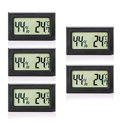 5-Pack LCD Digital Hygrometer Thermometer, Mini Digital Temperaturmesser Feuchtigkeitsmesser für Gewächshaus/Autos/Zuhause/Büro von LVYXON