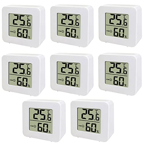 8er Pack LCD Digital Mini Thermometer Hygrometer Temperatur Luftfeuchtigkeit Messgerät Gauge für Gewächshaus Home Office Weiß von LVYXON