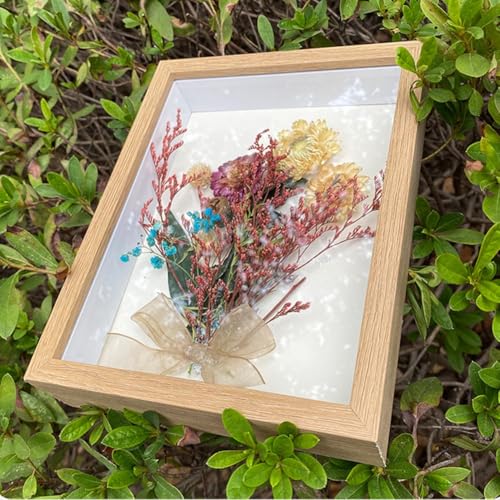Ästhetischer, handgefertigter Ton-Bilderrahmen, verbessert durch schöne 3D-Trockenblumen-Designs für Displays (21 x 30 Holzfarbe) von LVYXON