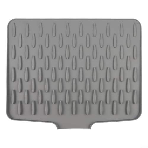 Abtropfmatte aus Silikon, mit geneigtem Design, hitzebeständig, rutschfest, für Geschirr, Utensilien und heiße Töpfe, 40 x 32,5 cm (grau) von LVYXON