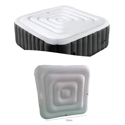 Aufblasbare Poolabdeckung für 130 cm große quadratische Pools zur Temperaturerhaltung und zum Schutz vor äußeren Umwelteinflüssen (ohne Griff, schwarz) von LVYXON