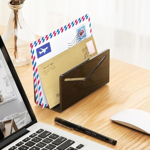 Briefhalter aus Acryl mit Briefablage und Anti-Rutsch-Pads, transparenter Umschlag-Organizer zum effizienten Sortieren von Briefen und Dokumenten (schwarz) von LVYXON
