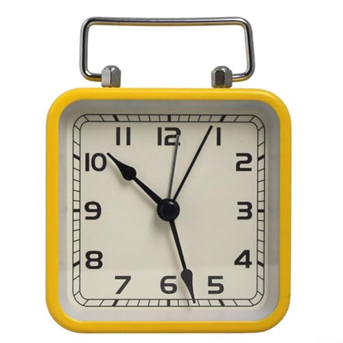 Chic Quadratischer Wecker aus Metall mit Leuchtanzeige und Stummschaltfunktion, zuverlässiges Quarz-Timing für tägliche Routinen (Gelb) von LVYXON