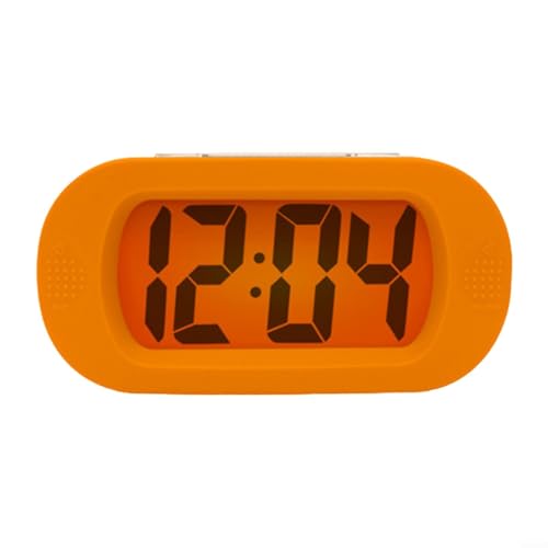 Digitaler Wecker mit Nachtlicht, großes LCD-Display, tragbare Reiseuhr mit Schlummerfunktion, aufsteigend zum Aufwachen, batteriebetrieben (orange) von LVYXON