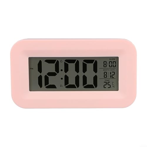 Digitaler Wecker mit großem Bildschirm mit Kalender und Thermometer für den Schreibtisch, mehrere Alarme für Ihre Bequemlichkeit (Rosa) von LVYXON