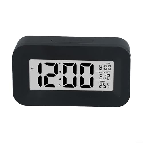 Digitaler Wecker mit großem Bildschirm mit Kalender und Thermometer für den Schreibtisch, mehrere Alarme für Ihre Bequemlichkeit (schwarz) von LVYXON