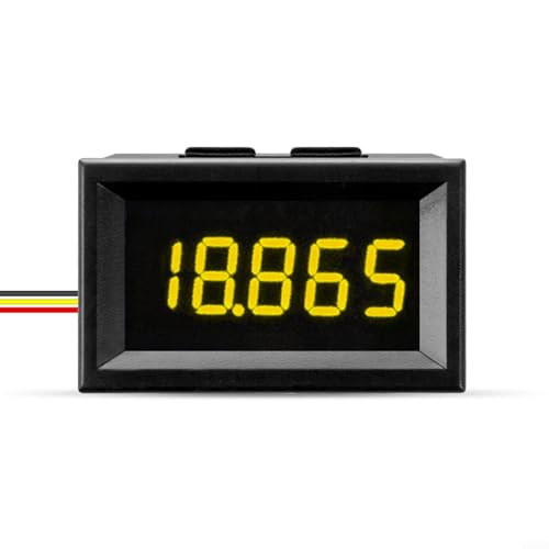 Digitales Voltmeter DC 0–33 V Dreidraht-Spannungsprüfer mit 0,9 Zoll 5-stelligem LED-Display für Automobil-Heimwerker-Elektronik, Energieüberwachung, Verpolungsschutz (gelb) von LVYXON