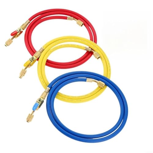 Dreifarbiges HVAC-Schlauch-Set mit Kugelhahn für R410A R134A R407C Klimaanlage Kühlsystem Messing Legierung Gummi 1/4 Zoll (C) von LVYXON