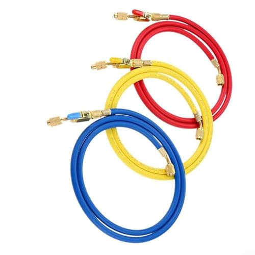 Dreifarbiges HVAC Schlauchset mit Kugelhahn für R410A R134A R407C Klimaanlage Kühlsystem Messing Legierung Gummi 1/4 Zoll (D) von LVYXON